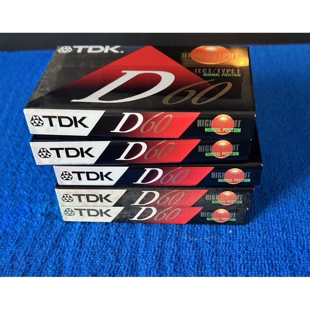 TDK D60 Blank Cassette Tapes - Set of 5 - NEW Sealed Package